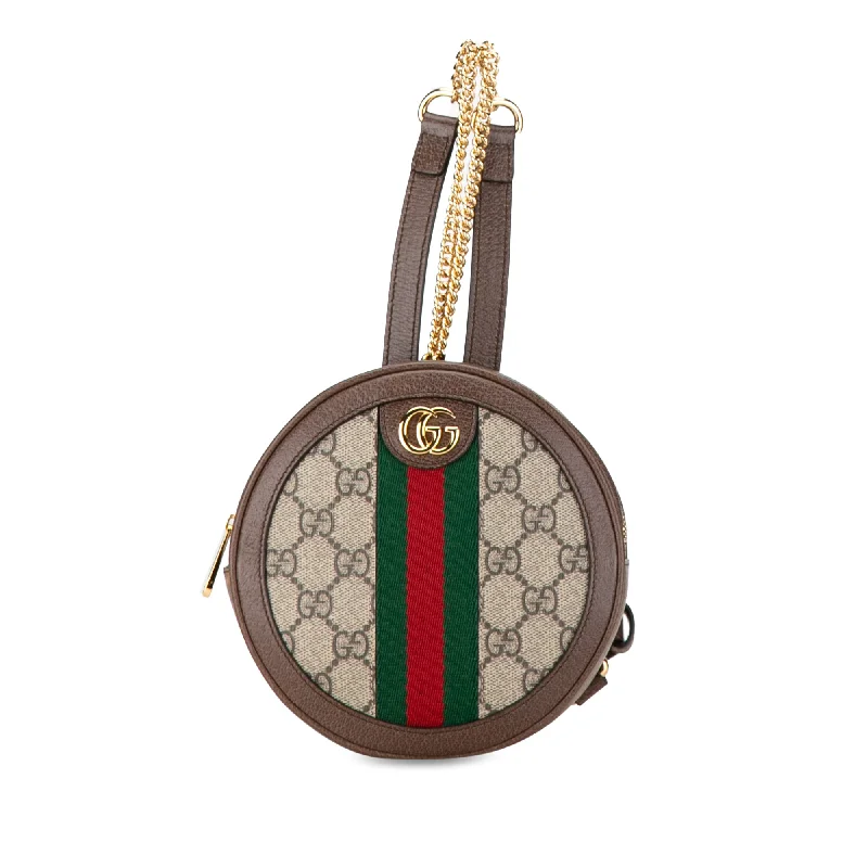 Ladies Gucci shoulder bags with a magnetic - closure flapBrown Gucci Mini GG Supreme Ophidia Backpack