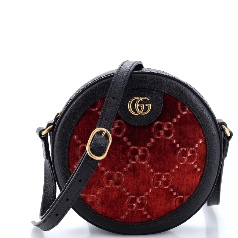 Women Gucci bags with a zip - around closure for securityOphidia Round Shoulder Bag GG Velvet Mini