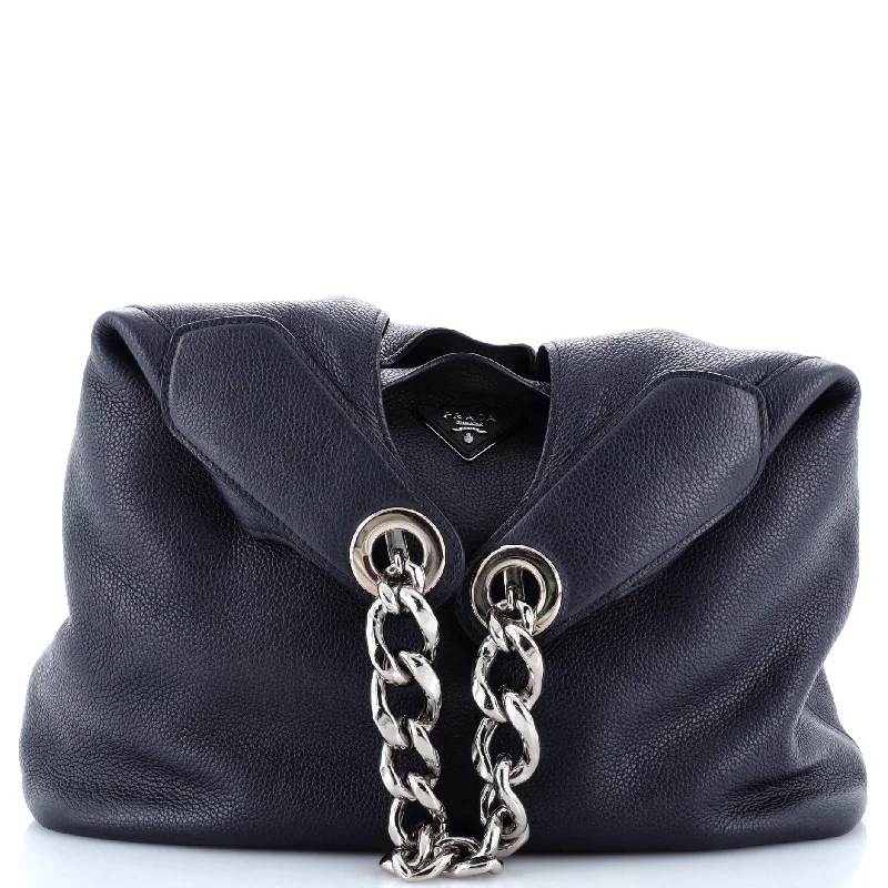 Ladies Prada shoulder bags with a single - handle design for simplicityChain Link Hobo Vitello Daino Large