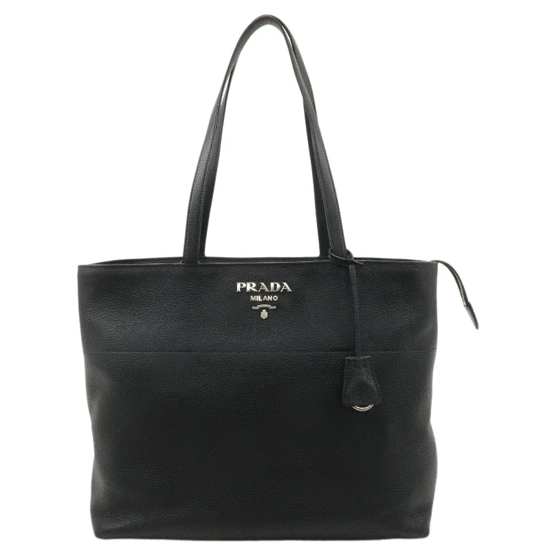 Prada Cleo bags with a snakeskin - effect panel for a bold and trendy lookPRADA Leather Tote Bag Shoulder Bag Black 1BG203