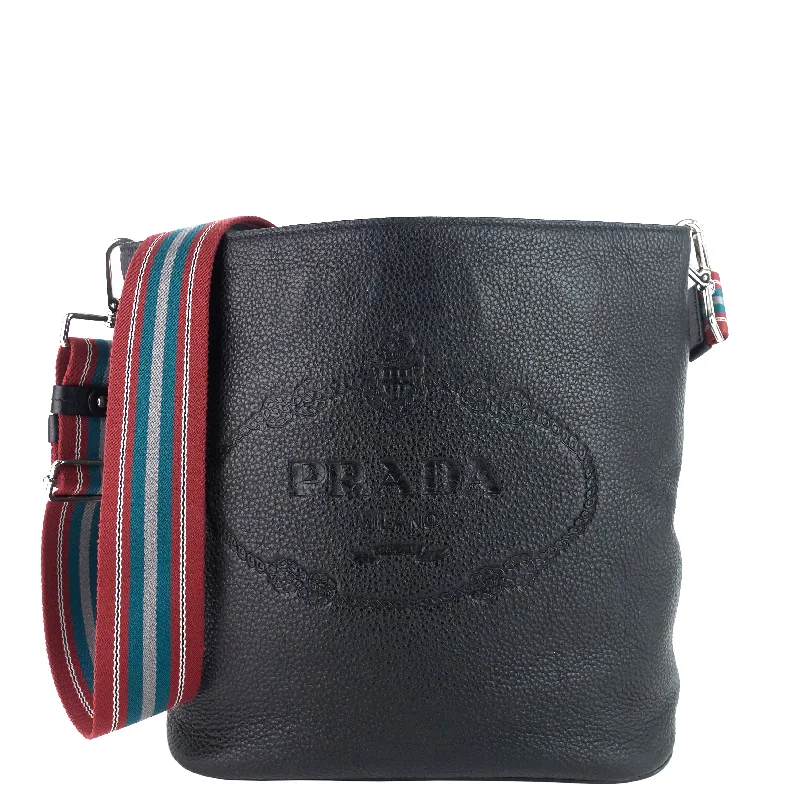 Ladies Prada Galleria bags with a textured leather surface for a more tactile lookPhenix Vitello Leather Striped Strap Bucket Bag