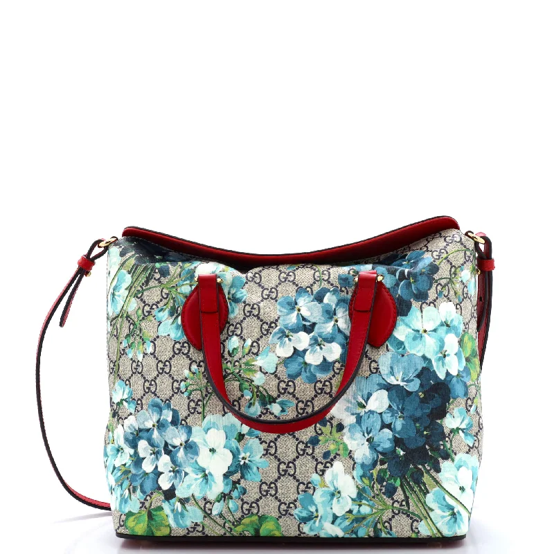 Medium - sized Women Gucci handbags for everyday useSignature Fold Over Tote Blooms Print GG Coated Canvas Medium