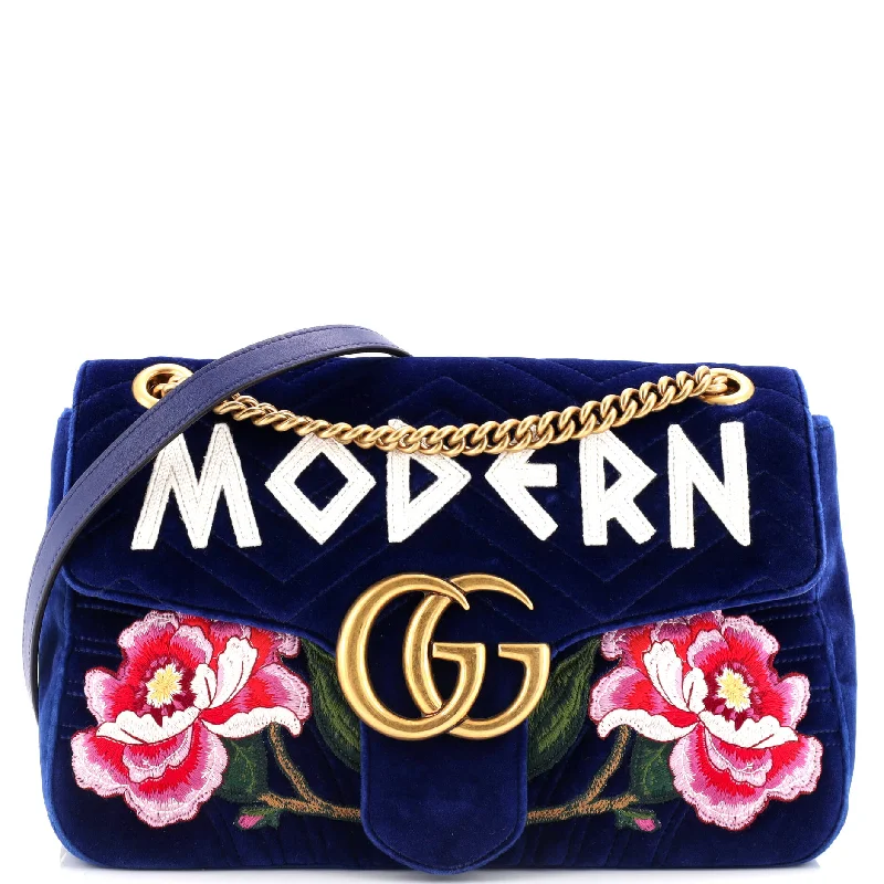 Gucci Marmont bags for women with a snakeskin - effect panelGG Marmont Flap Bag Embroidered Matelasse Velvet Medium