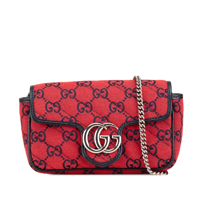 Gucci Marmont bags for women with a snakeskin - effect panelRed Gucci Super Mini GG Canvas Marmont Matelasse Flap Crossbody Bag