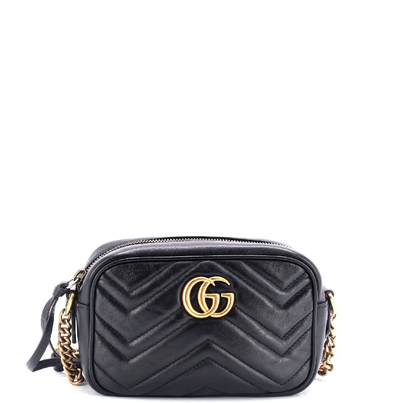 Ladies Gucci shoulder bags with a magnetic - closure flapGG Marmont Shoulder Bag Matelasse Leather Mini