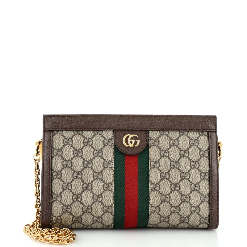 Ladies Gucci shoulder bags with a tassel decorationOphidia Chain Shoulder Bag GG Coated Canvas Small