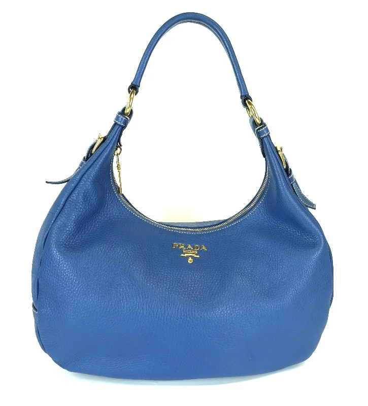 Ladies Prada shoulder bags with a tassel - adorned zipper for added charmVitello Daino Leather Zip Top Hobo Bag