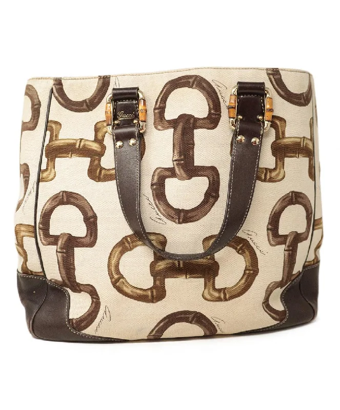 Gucci Marmont bags for women with gold - toned hardwareGucci Ivory & Brown Print Tote