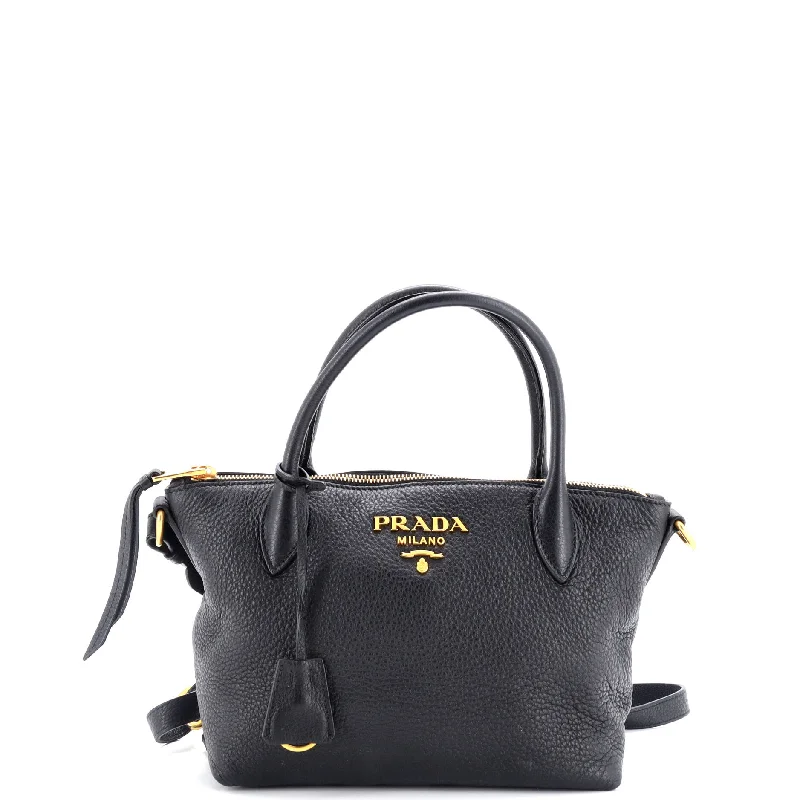 Prada bags with a back - zip pocket for storing valuables securelyDual Strap Zip Tote Vitello Daino Small