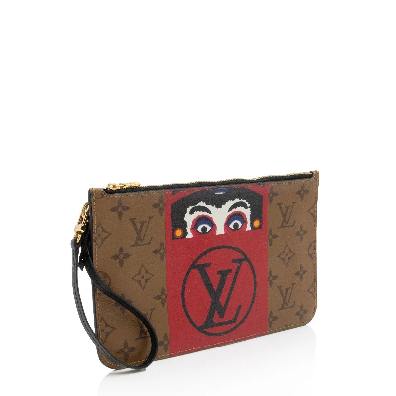 Ladies Louis Vuitton shoulder bags with a wide - width strap for comfortLouis Vuitton Limited Edition Reverse Monogram Canvas Kabuki Pochette (9VUPm7)