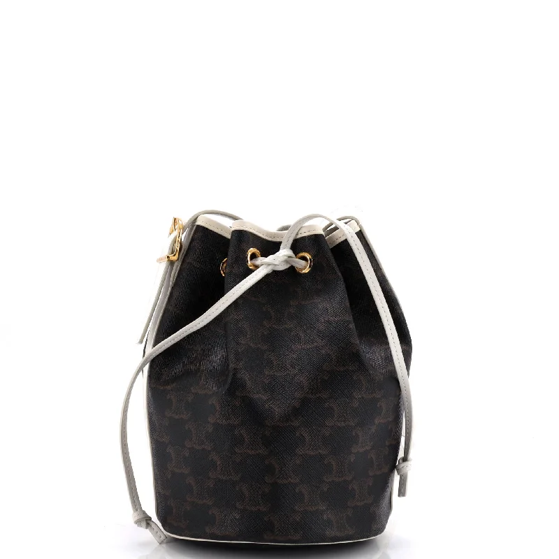 Gucci backpacks for women with a sleek silhouetteDrawstring Bucket Bag Triomphe Coated Canvas Small