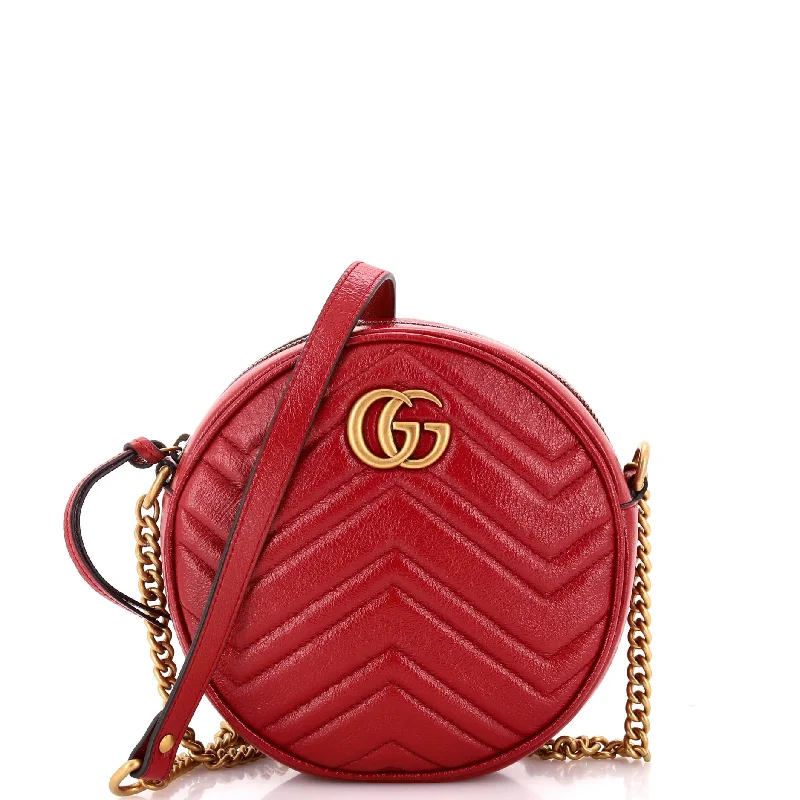 Gucci backpacks for women with a hidden back pocketGG Marmont Round Shoulder Bag Matelasse Leather Mini