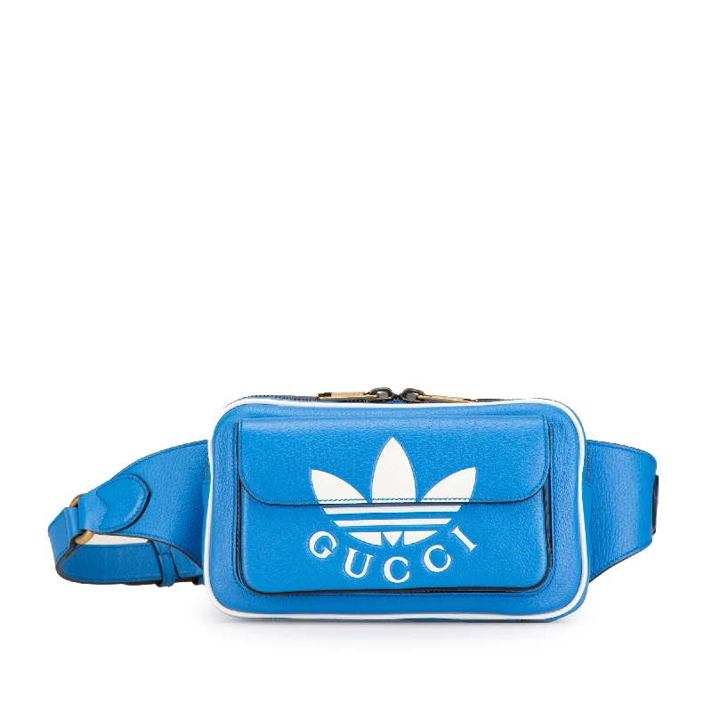 Women Gucci bags with a detachable mirror insideBlue Gucci Adidas Leather Belt Bag