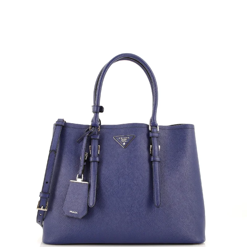 Prada Re - Edizione 2005 bags with a retro - inspired designBelted Strap Cuir Double Tote Saffiano Leather Medium