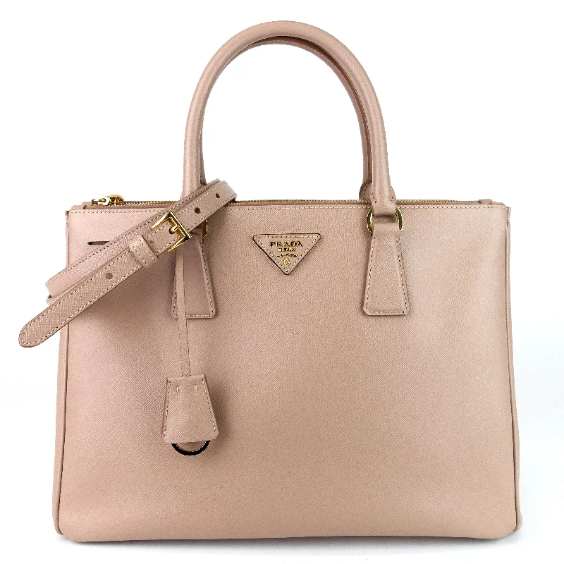 Small - sized Prada Saffiano leather bags for a compact and stylish carrySaffiano Lux Double Zip Tote Bag