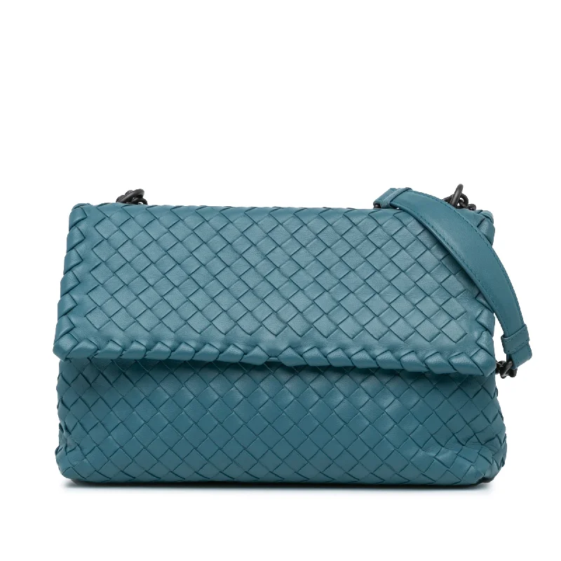 Bottega Veneta bags for home decor enthusiastsBlue Bottega Veneta Small Nappa Intrecciato Olympia Shoulder Bag