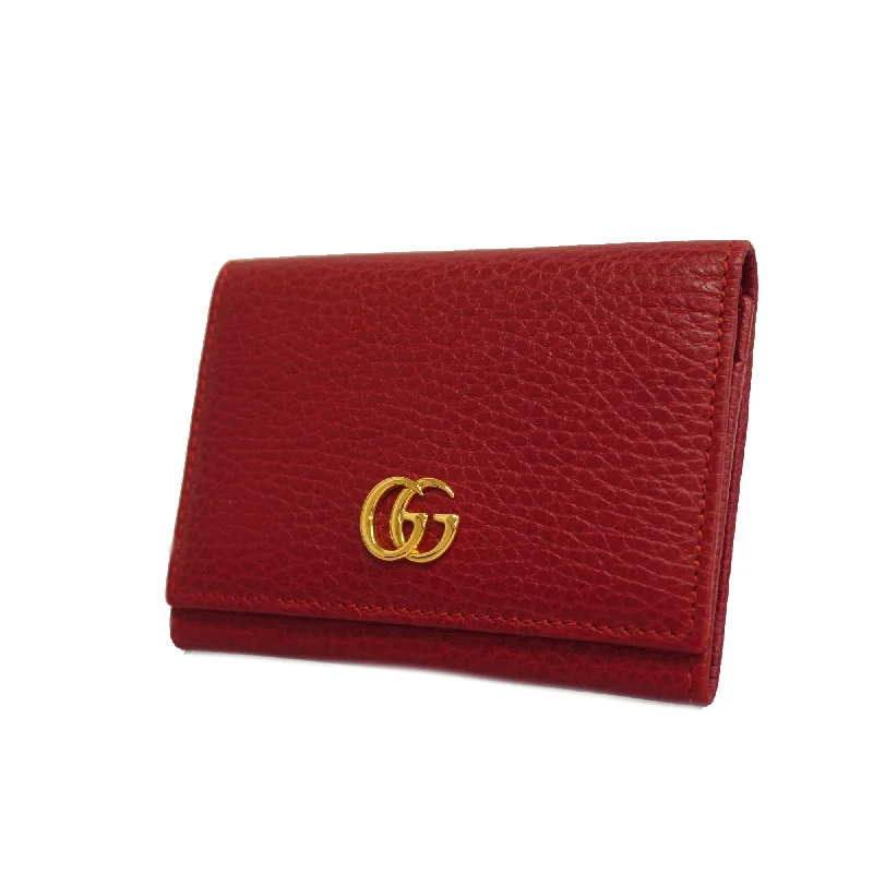 Women Gucci bags with a detachable mirror insideGucci GG Marmont 474748 Leather Business Card Case Red Color