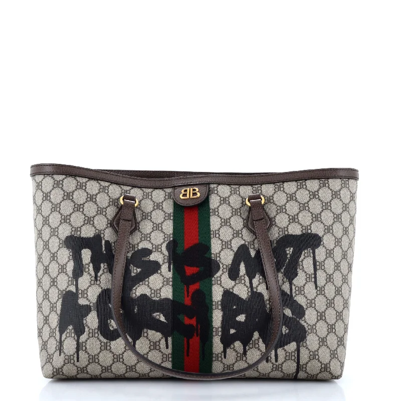 Women Gucci Sylvie bags with a leather - wrapped handlex Gucci The Hacker Project Tote Graffiti BB Coated Canvas Medium