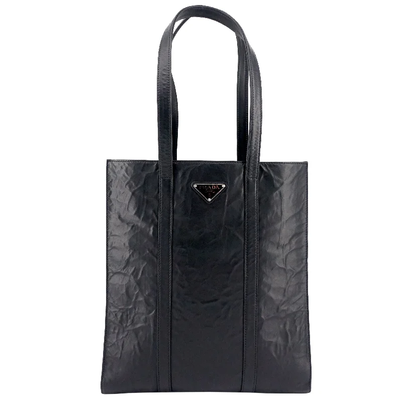 Ladies Prada shoulder bags with a magnetic - closure flap for easy opening and closingSmall Crinkled Antique Nappa Leather Tote Bag