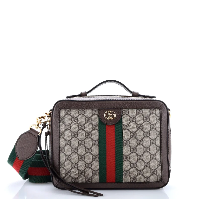 Women Gucci crossbody bags in a bold red colorOphidia Zip Around Camera Bag GG Coated Canvas Small