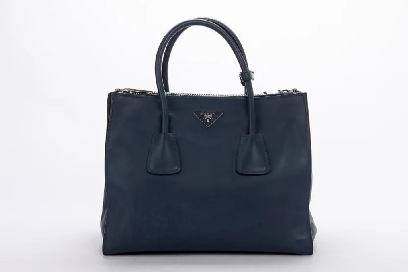 Prada bags with a zip - top closure and multiple interior pockets for organizationPrada BN2762 Blue Smooth Calf Leather 2 Way Use Bag, with Card, Strap & Dust Cover