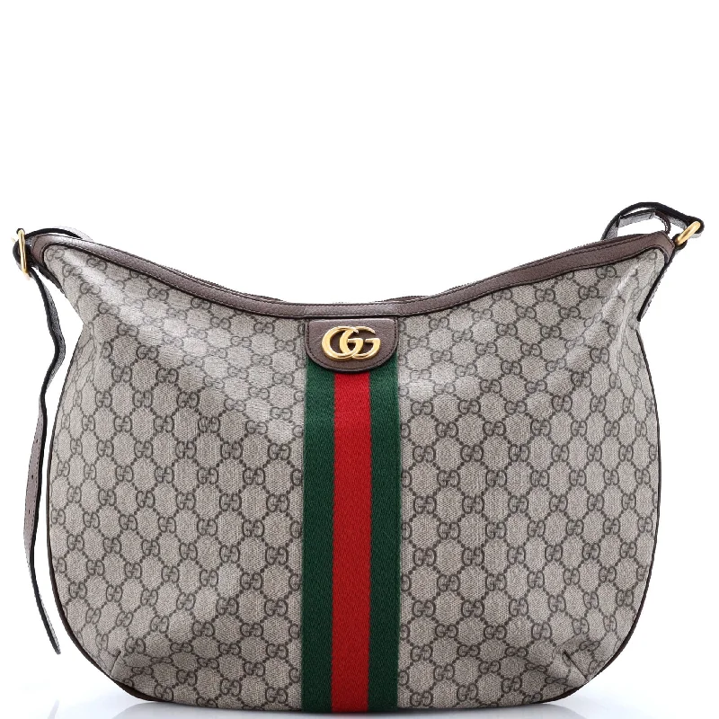 Ladies Gucci shoulder bags with a wide - width strapOphidia Half Moon Hobo GG Coated Canvas Large