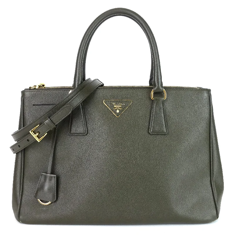 Ladies Prada shoulder bags with a single - handle design for simplicitySaffiano Lux Military Green Double-Zip Bag