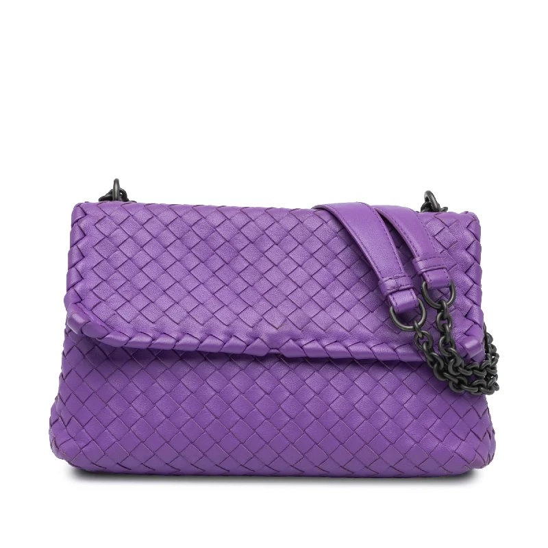 Bottega Veneta bags for photography outingsPurple Bottega Veneta Small Intrecciato Olimpia Shoulder Bag