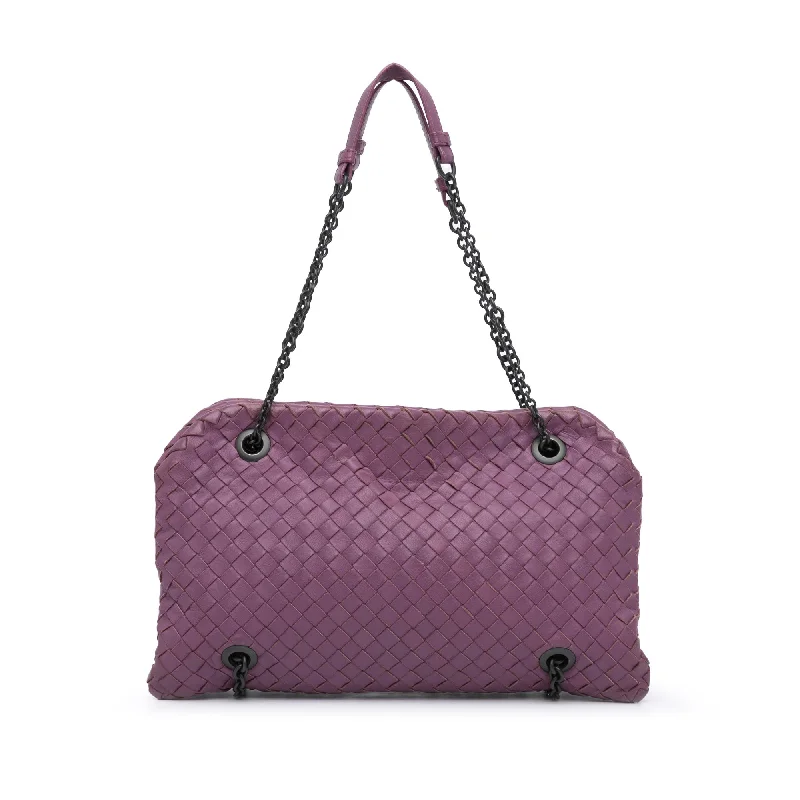 Bottega Veneta bags with fold - over topsPurple Bottega Veneta Nappa Intrecciato Duo Shoulder Bag