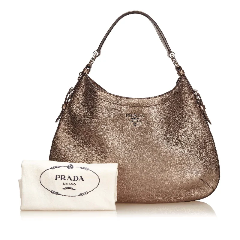 Prada tote bags with a spacious interior and a magnetic - snap closureVitello Daino Leather Hobo Bag