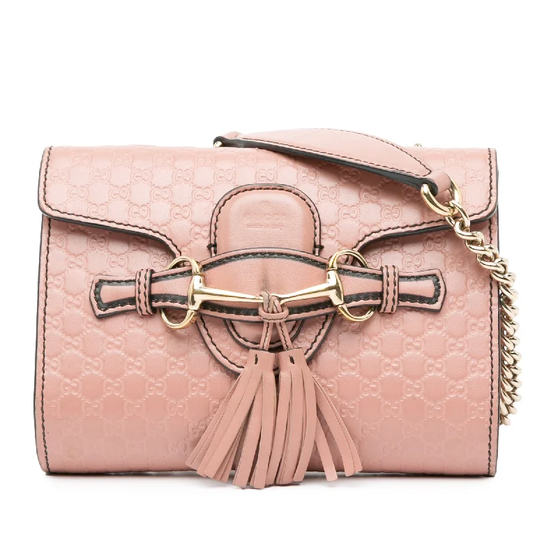 Women Gucci bags with a detachable mobile phone holderPink Gucci Mini Microguccissima Emily Crossbody Bag