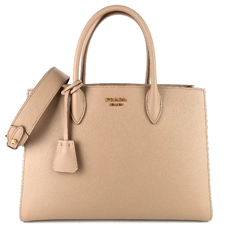 Prada bags with a chain - link trim and a leather body for a modern and stylish edgeBibliotheque Large Saffiano Leather Bag