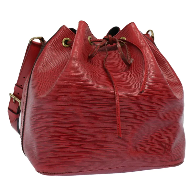 Ladies Louis Vuitton shoulder bags with a single - handle silhouetteLOUIS VUITTON Epi Petit Noe Shoulder Bag Red M44107 LV Auth 53986