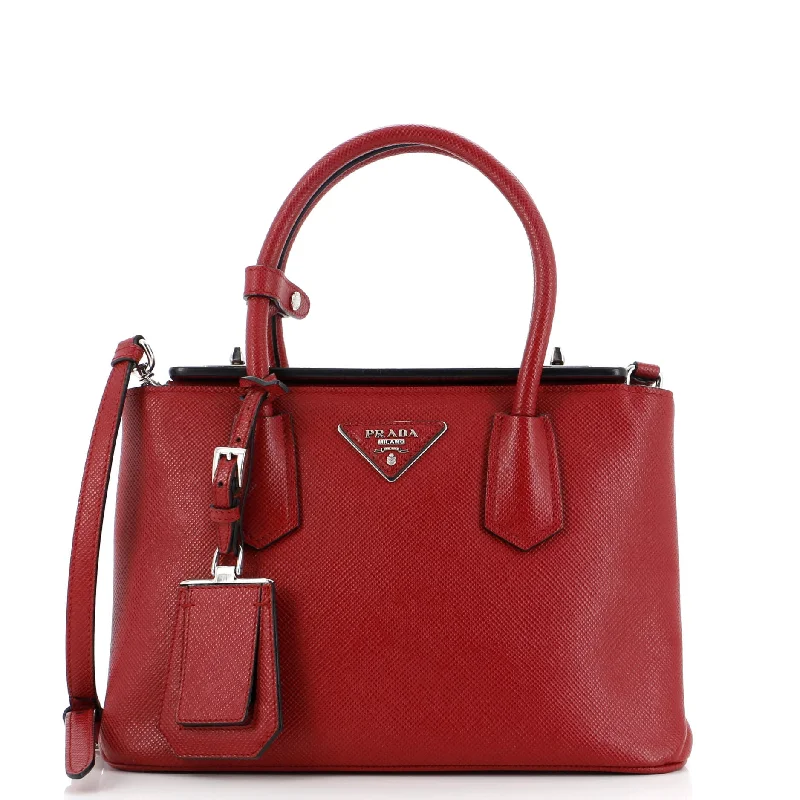 Prada Re - Edizione 2005 bags with a retro - inspired designTurnlock Cuir Twin Tote Saffiano Leather Mini