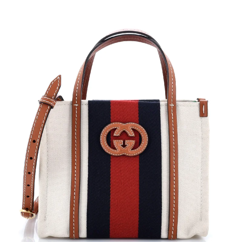 Ladies Gucci Dionysus bags with a chain - link shoulder strapInterlocking G Web Tote Canvas Small