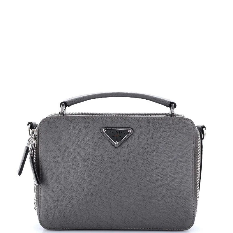 Prada bags with a chain - link trim and a leather body for a modern and stylish edgeBrique Crossbody Bag Saffiano Leather Small