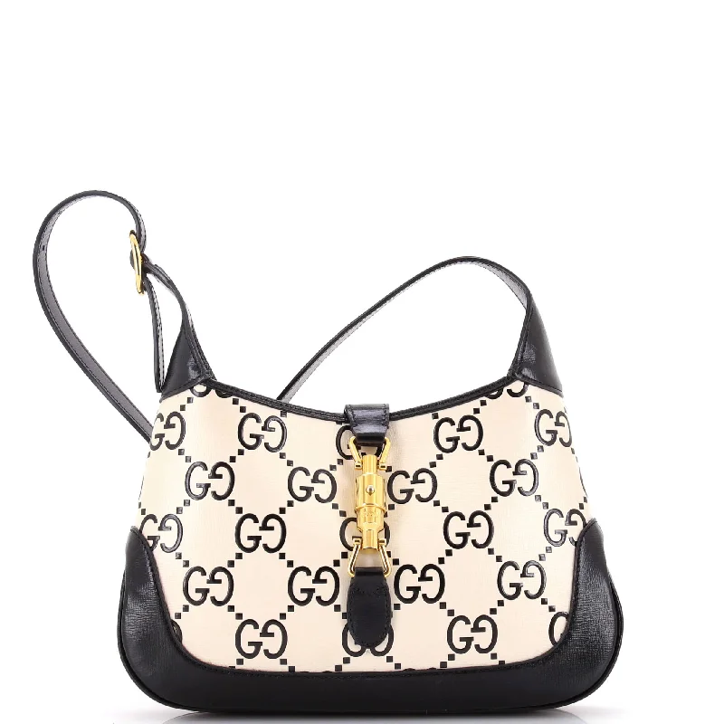 Ladies Gucci shoulder bags with a wide - width strapJackie 1961 Hobo GG Embossed Leather Small