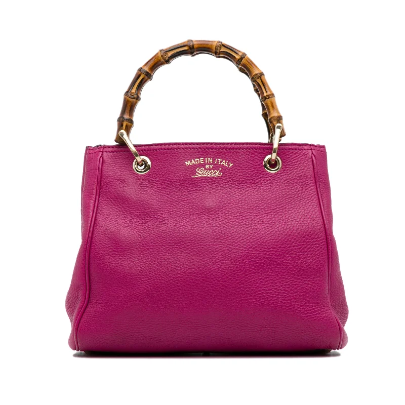 Gucci tote bags for women with a water - resistant coatingPink Gucci Small Bamboo Shopper Satchel