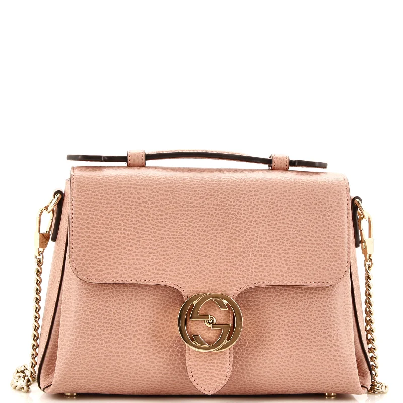 Women Gucci bags with a zip - around closure for securityInterlocking Top Handle Bag Leather Small