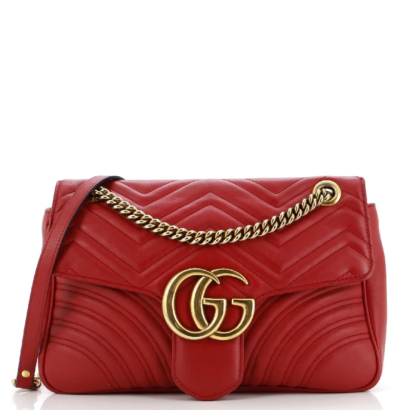 Ladies Gucci shoulder bags with a magnetic - closure flapGG Marmont Flap Bag Matelasse Leather Medium