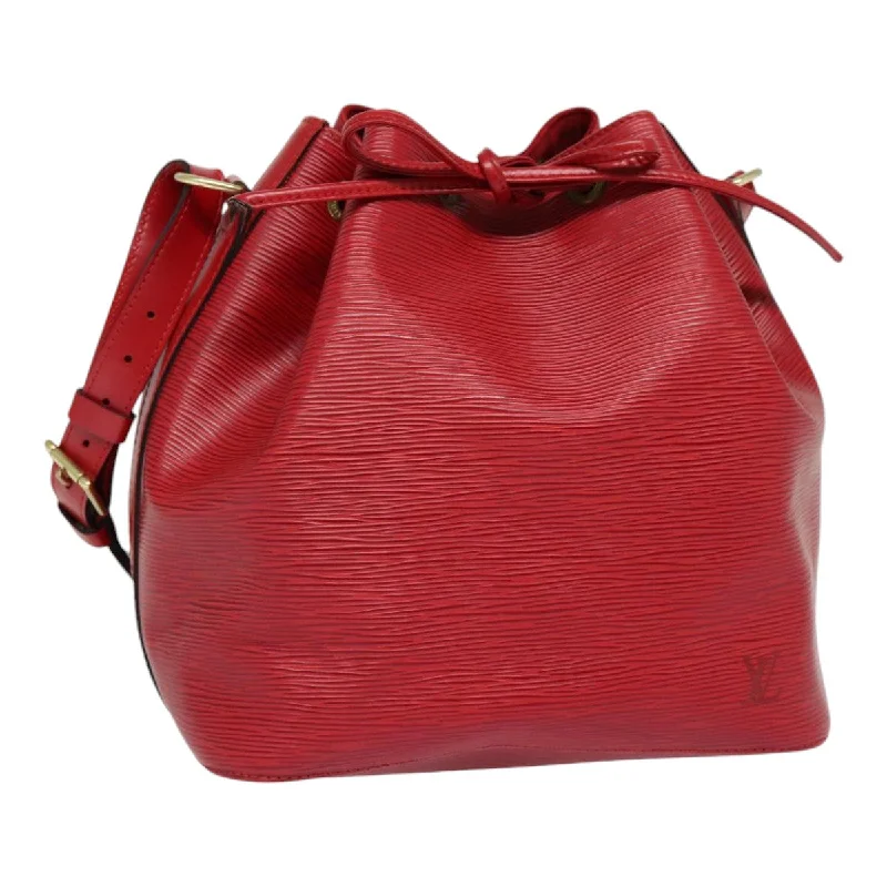 Ladies Louis Vuitton shoulder bags with a magnetic - closure flap for easeLOUIS VUITTON Epi Petit Noe Shoulder Bag Red M44107 LV Auth ep5550