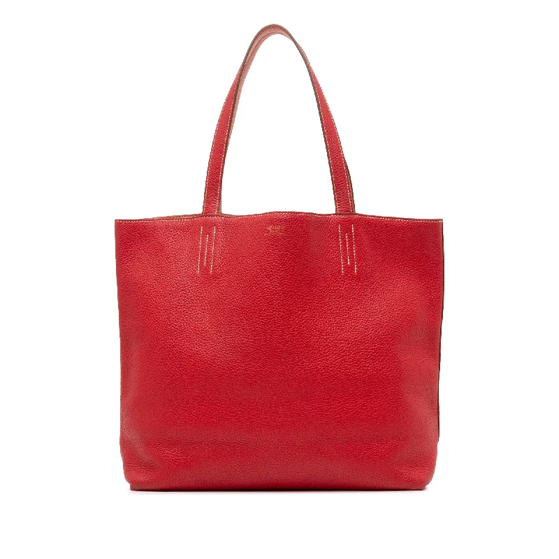 Hermes Bags with Interior Dividers and OrganizersRed Hermès Clemence Double Sens 36 Tote Bag