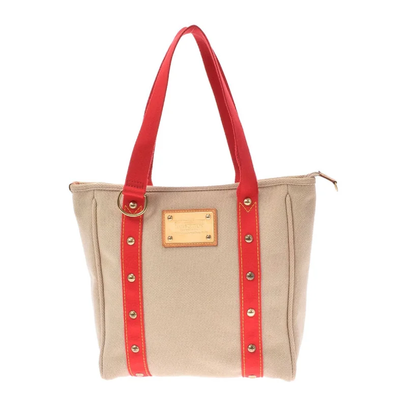 Louis Vuitton Alma bags with a leather - wrapped handle for a luxurious feelLOUIS VUITTON Antigua Hippo MM Beige M40035 Women's Cotton Canvas Handbag