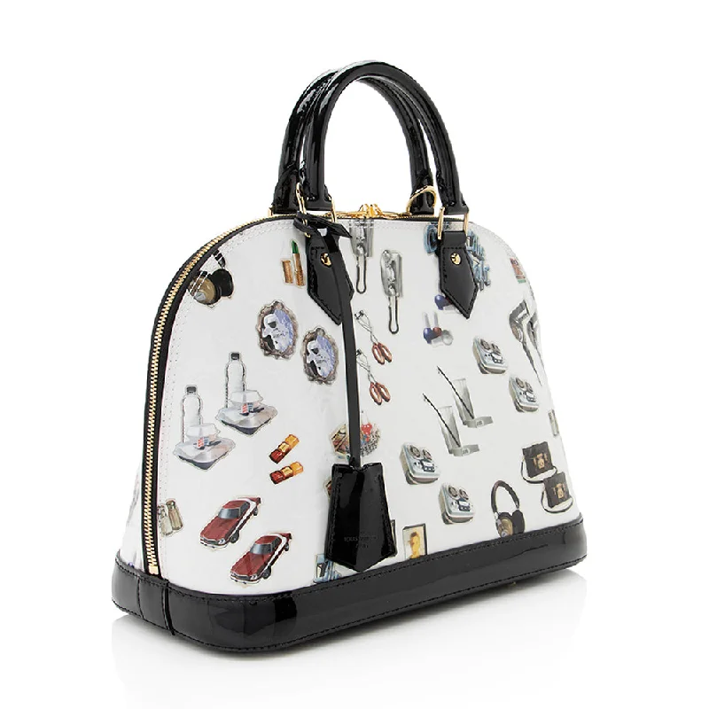 Louis Vuitton Twist bags with a contrast - colored interior for visual interestLouis Vuitton Limited Edition Monogram Vernis Stickers Alma PM Satchel (18637)