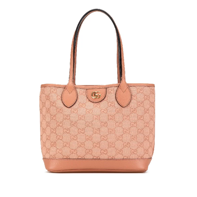 Ladies Gucci handbags with a detachable coin purse insidePink Gucci Small GG Canvas Ophidia Tote