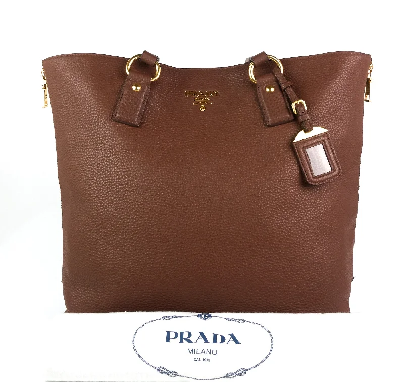 Prada crossbody bags with a keychain holder for practicalityVitello Daino Leather Side-Zip Tote Bag