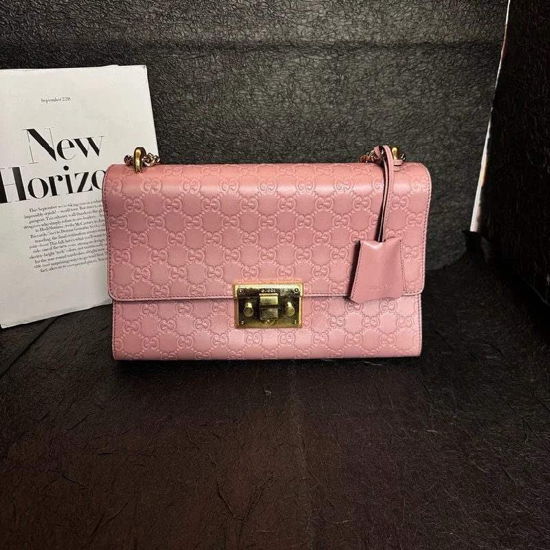 Ladies Gucci Dionysus bags with a chain - link shoulder strapGucci Pink Monogram Embossed Shoulder Bag 30cm