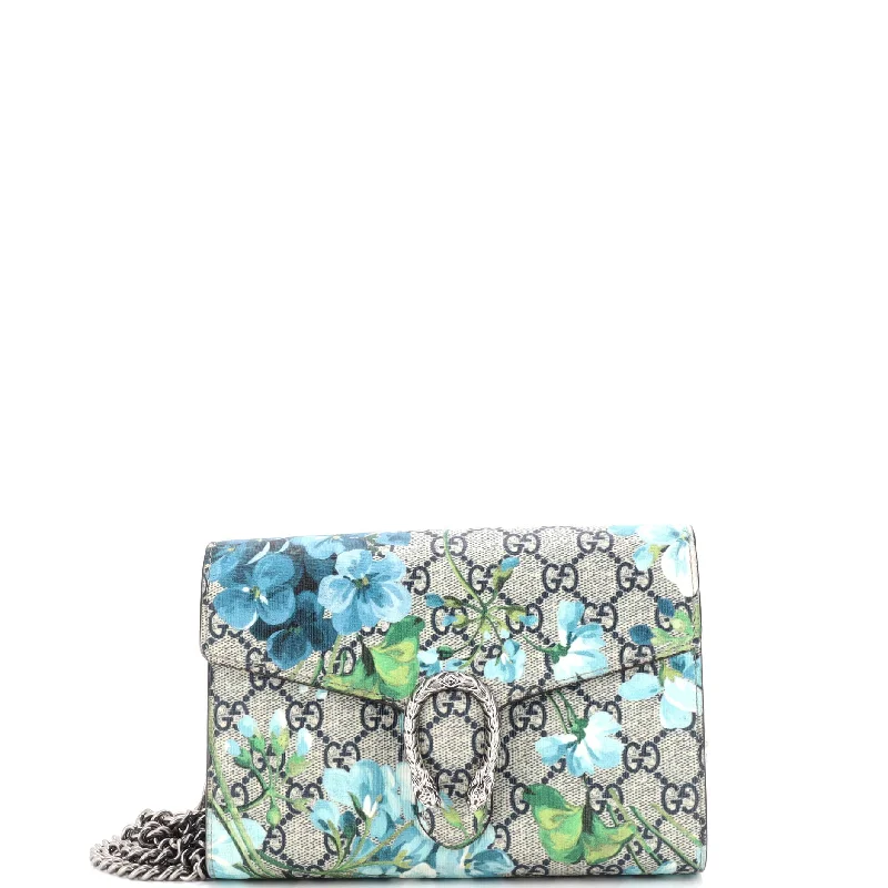 Women Gucci crossbody bags with a woven leather strapDionysus Chain Wallet Blooms Print GG Coated Canvas Long