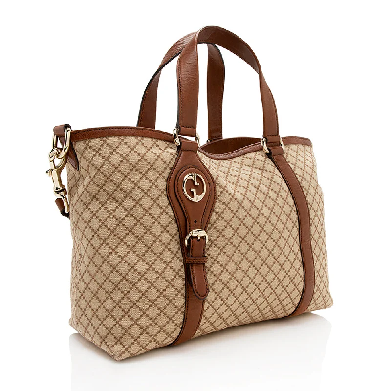 Women Gucci bags with a zip - around closure for securityGucci Diamante Canvas Village Tote (13046)