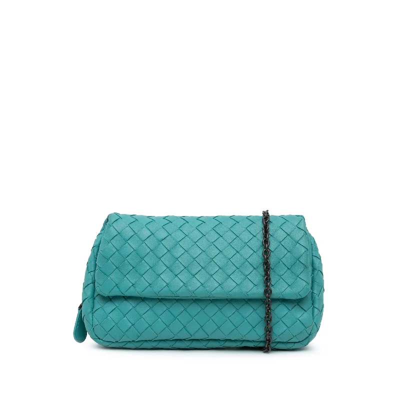 Bottega Veneta bags in earthy tonesBlue Bottega Veneta Intrecciato Chain Flap Crossbody